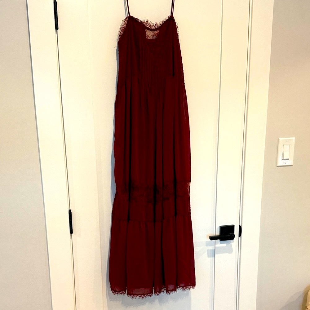 Zara Burgundy Maxi Dress with Lace Detail